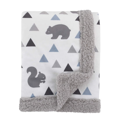 NoJo Mountain Patchwork 4 Piece Nursery Crib Bedding Set with Squirrels and Bears