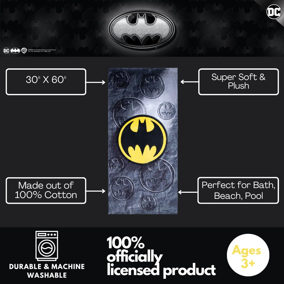 Franco Collectibles Batman Super Soft Cotton Bath/Pool/Beach Towel, 60 in x 30 in