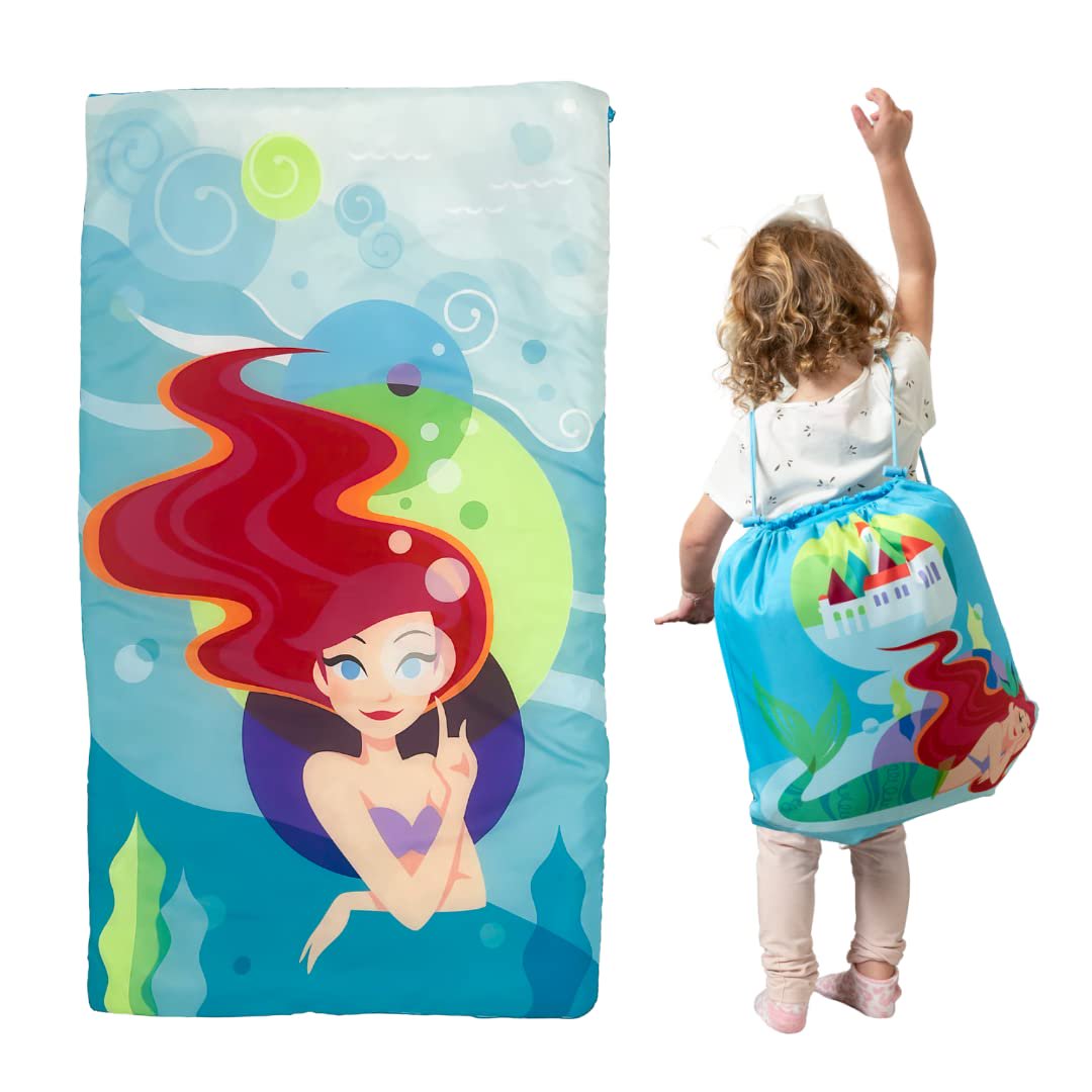 The Little Mermaid Ariel 2 Piece Kids Sleeping/Slumber Bag & Sling Bag Set, 46"(L) X 26"(W),