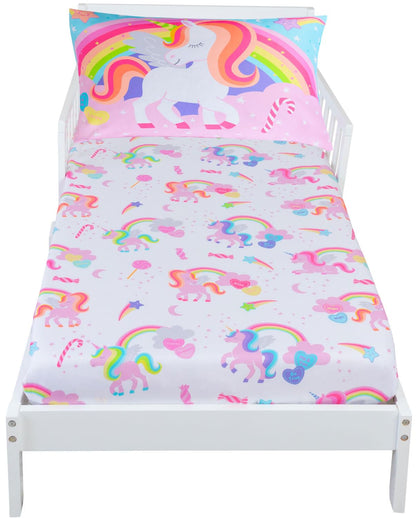 Todays Kids 2-Piece Unicorn Bedding Toddler Sheet Set - Breathable 100% Soft Brushed Microfiber Polyester, Standard Size Crib Sheet Set - Gentle on Delicate Skin - Fitted Toddler Sheets & Pillowcase