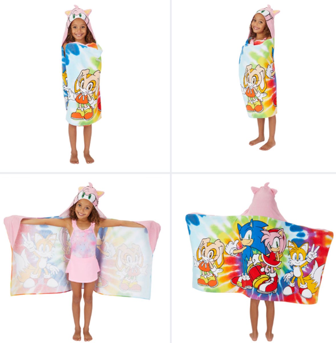 Franco Kids Sonic Amy Girls Bath Hooded Towel, Cotton 24" x 50"