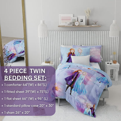 Disney Frozen 2 Twin Comforter & Sheets with Sham, 5 Piece Set