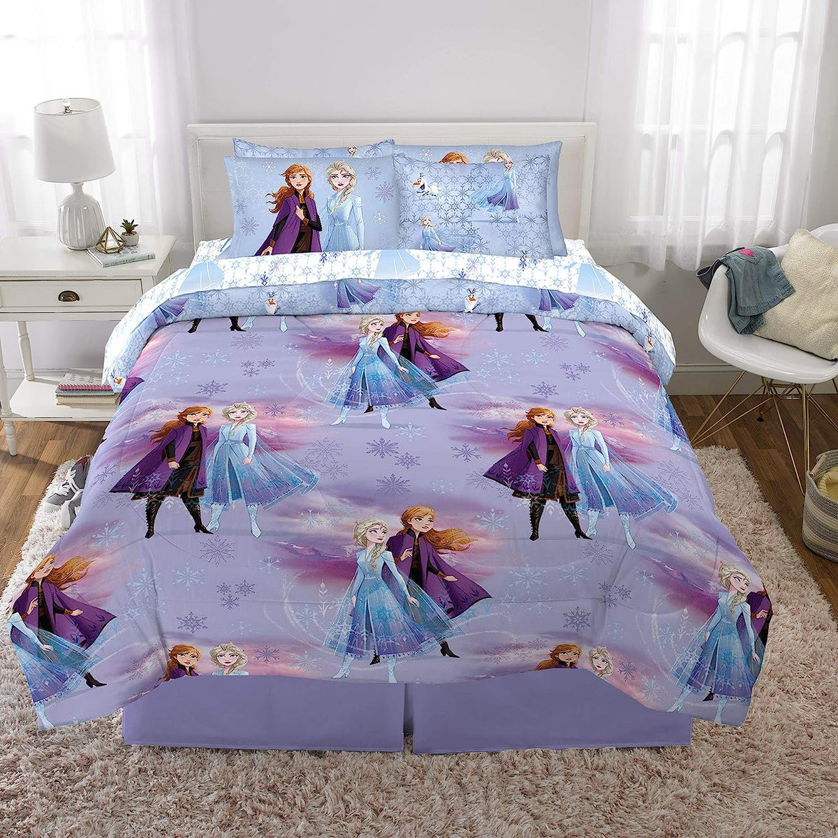 Disney Frozen 2 Kids Bedding 7 Piece Full Comforter and Sheet Set with Shams, Full Size