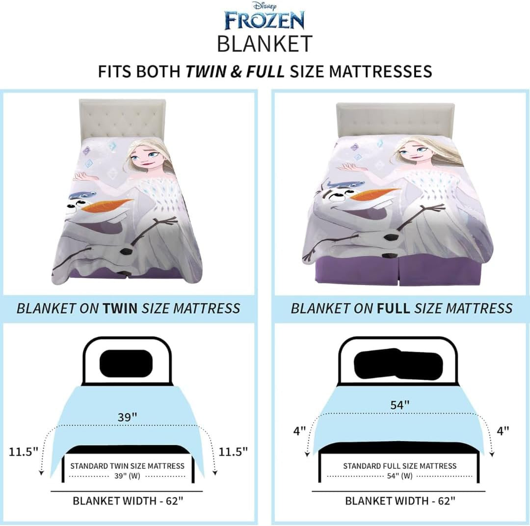 Disney Frozen 2 Plush Micro Raschel Blanket, 62 in x 90 in