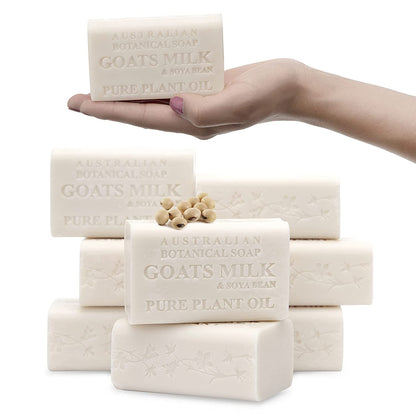 Australian Botanical Soap Bars , Goat's Milk with Soya Bean Oil Pure Plant Oil Soap, 6.8 oz. 193g Bars - 8 Count