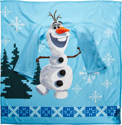 Disney Frozen, Sisters Youth Comfy Throw Blanket with Sleeves, 48" x 48", Multi Color