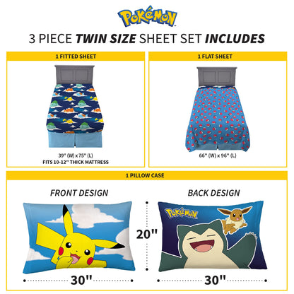 Franco Pokemon Anime Kids Twin Sheet Set
