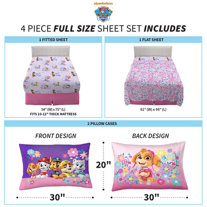 Franco Kids Bedding Paw Patrol Girls Full Size Sheet Set