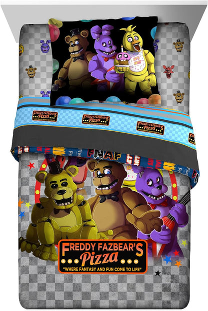 Five Nights At Freddy's Pizza Security 2Pc Twin/Full Comforter & Sham Set