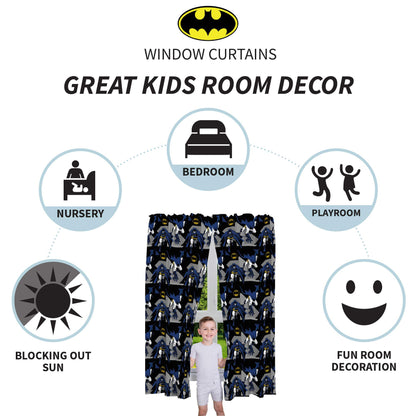 Franco Kids Batman Window Curtains Drapes Set, 82 in x 63 in