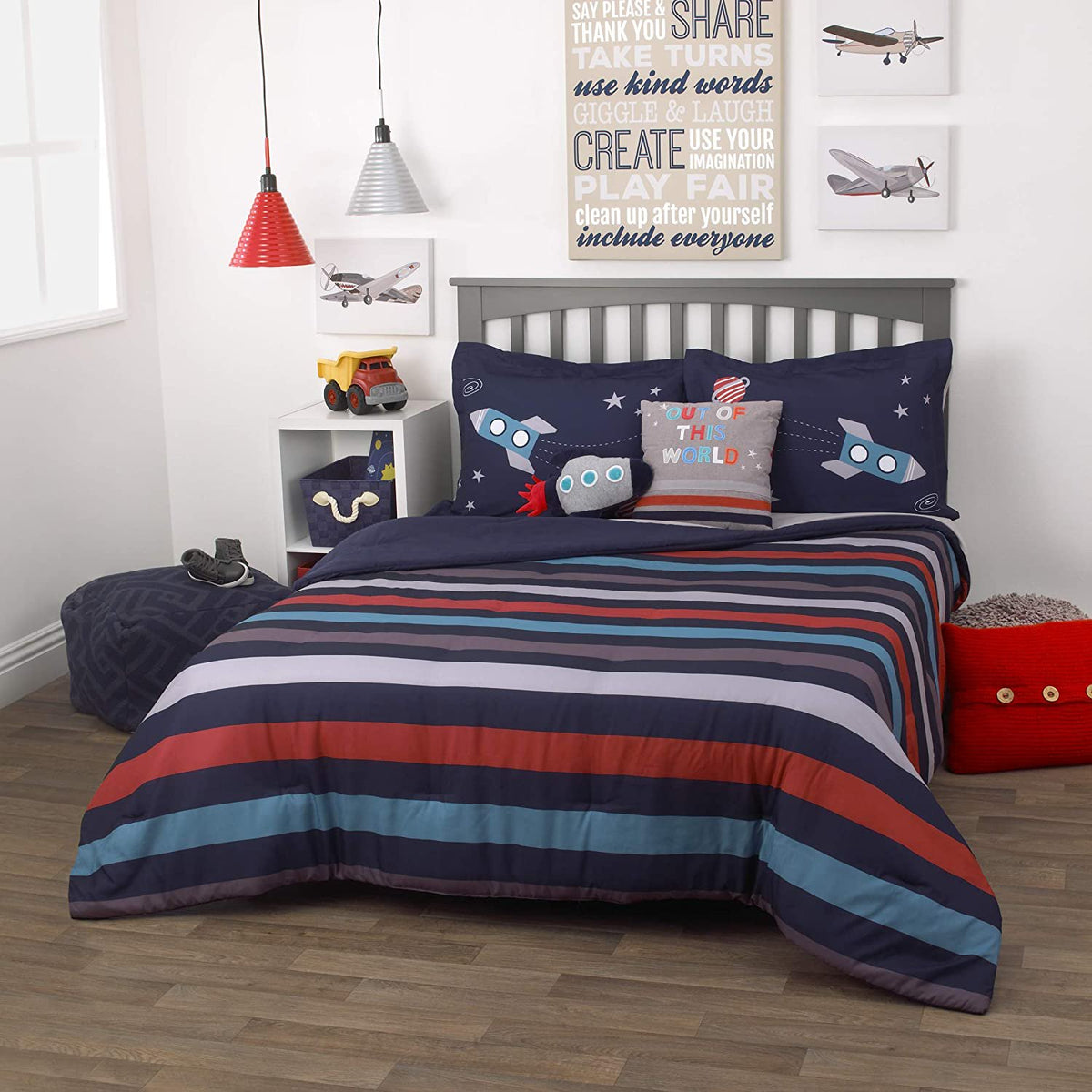 Everything Kids Bedding Super Soft Microfiber Comforter & 2 Shams Set, Full Size 83" x 86"