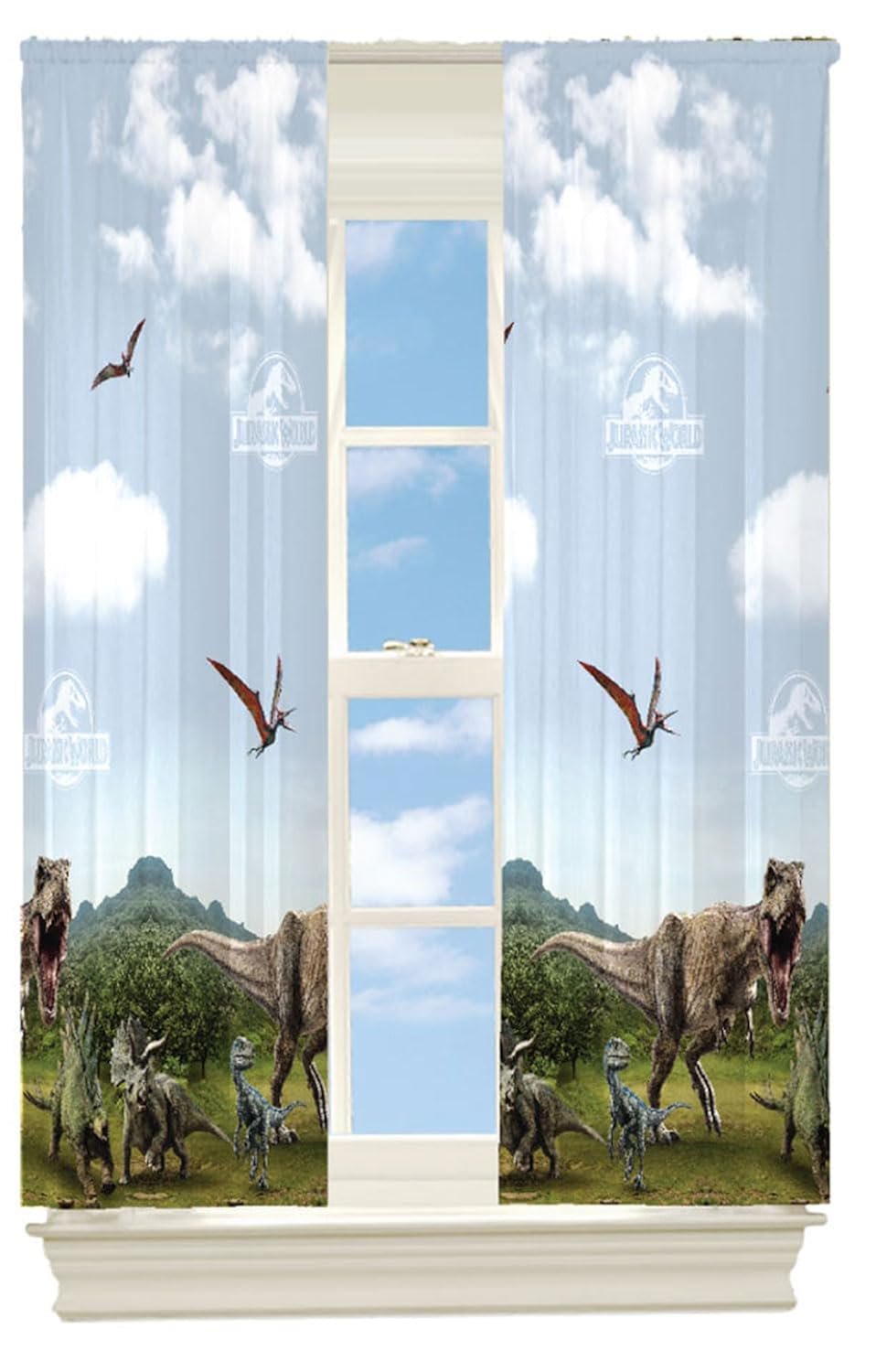 Franco Kids Jurassic World Room Window Curtains Drapes Set, 63 In L X 84 In W