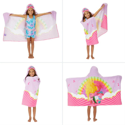 Franco Kids Trolls Bath and Beach Cotton Terry Hooded Towel Wrap, 24 in x 50 in