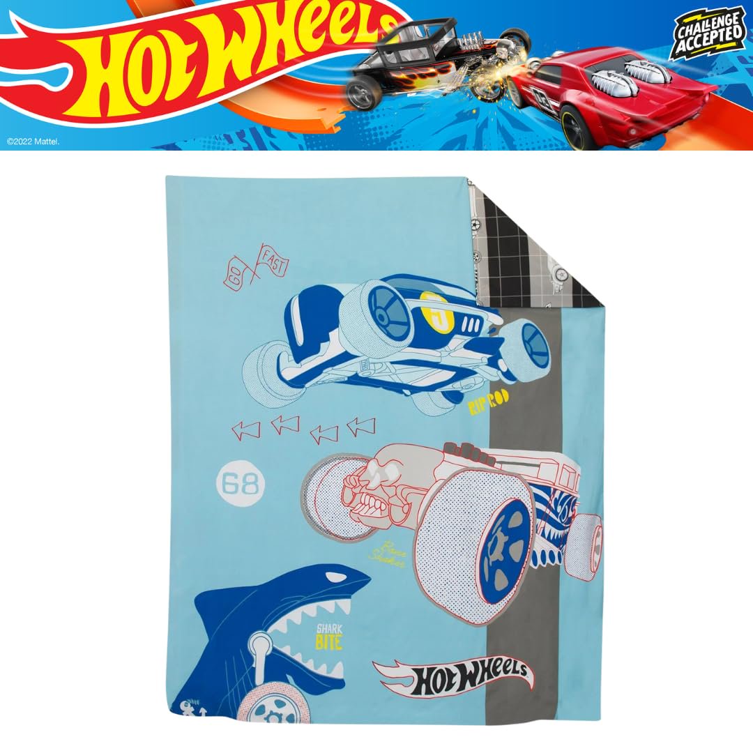Franco Hot Wheels Kids Premium Organic Cotton 2 Pc Twin Size Duvet Cover with Sham