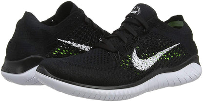 Nike Womens Free RN Flyknit 2018 Running Shoes (7.5 B(M) US) Black/White