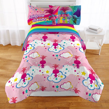 DreamWorks Trolls 5 Piece Twin Bedding Set, with Bonus Tote
