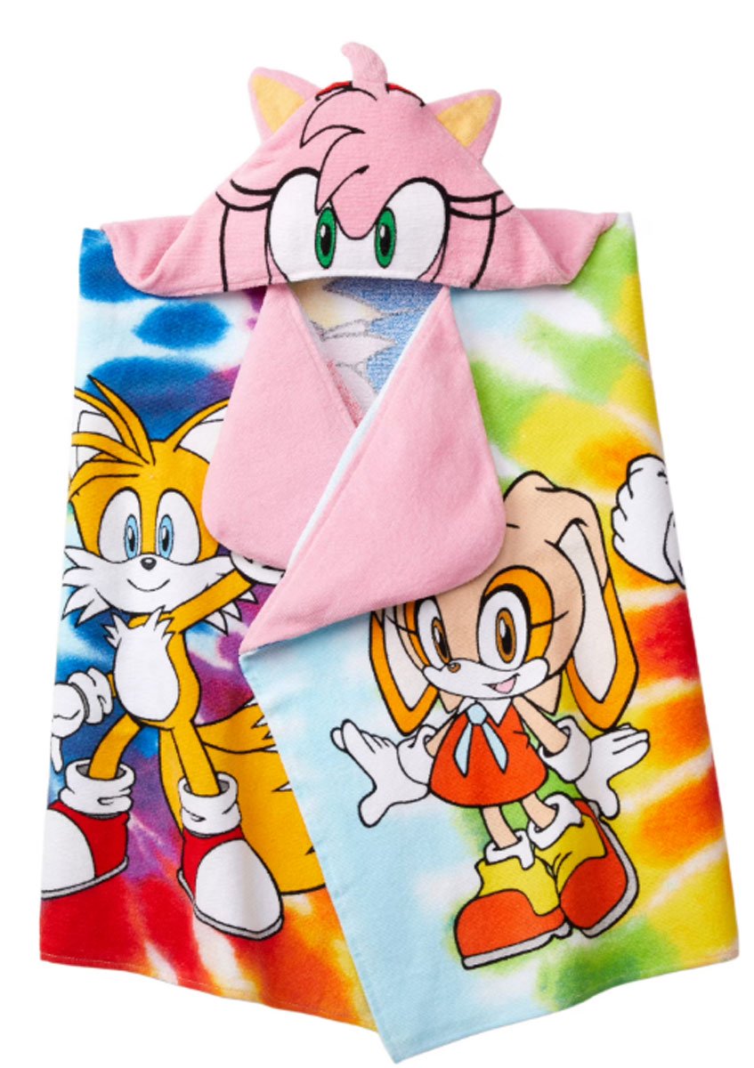 Franco Kids Sonic Amy Girls Bath Hooded Towel, Cotton 24" x 50"