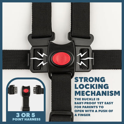 Today's Kids Universal High Chair Straps Replacement - 5 Point Harness High Chair Straps, Adjustable Safety Highchair Straps, Heavy Duty High Chair Seat Belt for Stroller, Pushchair, Pram & Buggy