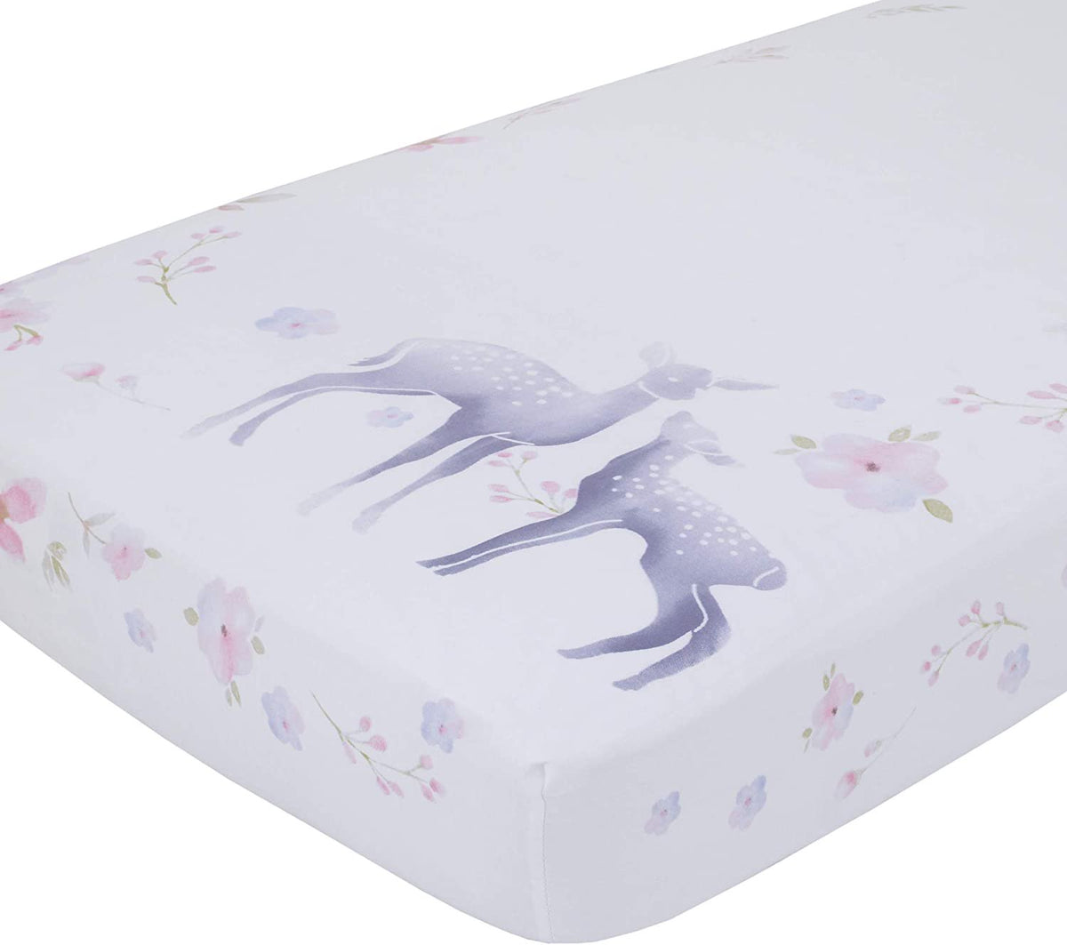 NoJo Watercolor Deer 100% Cotton Sateen Photo Op Fitted Crib Sheet