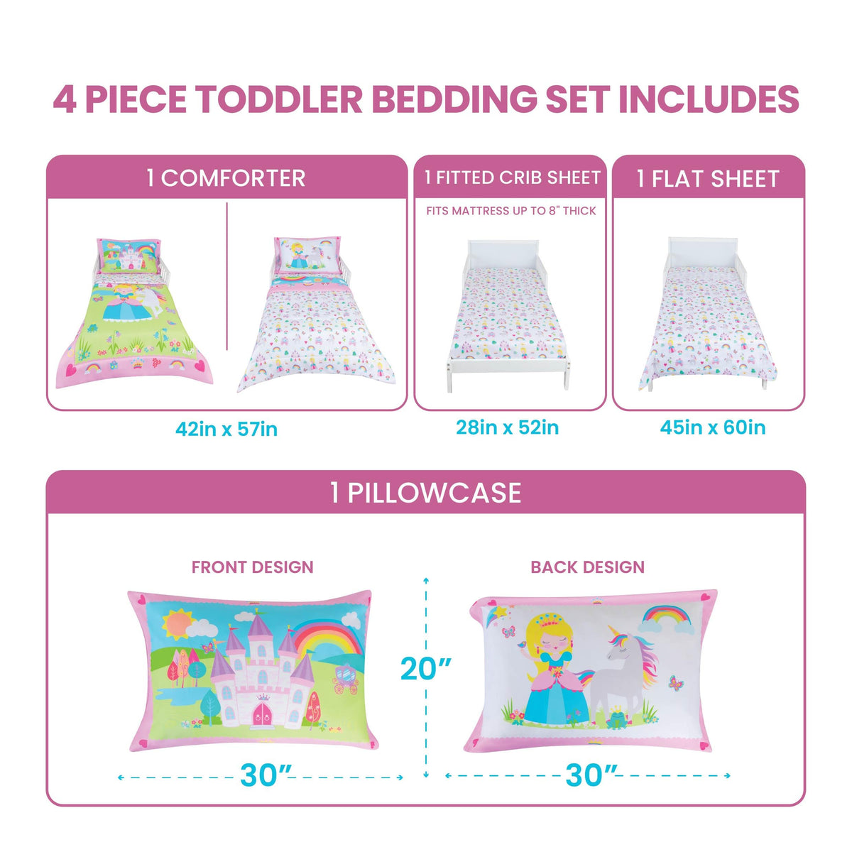 Todays Kids Monster Trucks Toddler Bedding Set for Boys - 4-Piece Toddler Bed Comforter Sets for Boys, Reversible Comforter & Pillowcase, Flat Sheet, Fitted Sheet, Breathable & Super Soft Microfiber