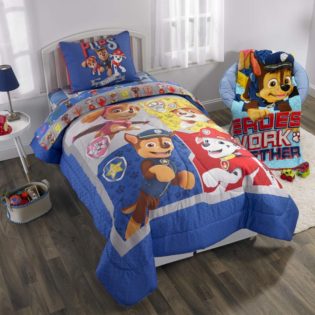 1 Piece Kids 20 x 48 Blue Oversized Paw Patrol Theme Body Pillow, Geometric Novelty Oversize Marshall Chase Rubble Skye Animal Print Pattern Pillows Cushion Couch Sofa Bedroom Bed Headrest, Polyester