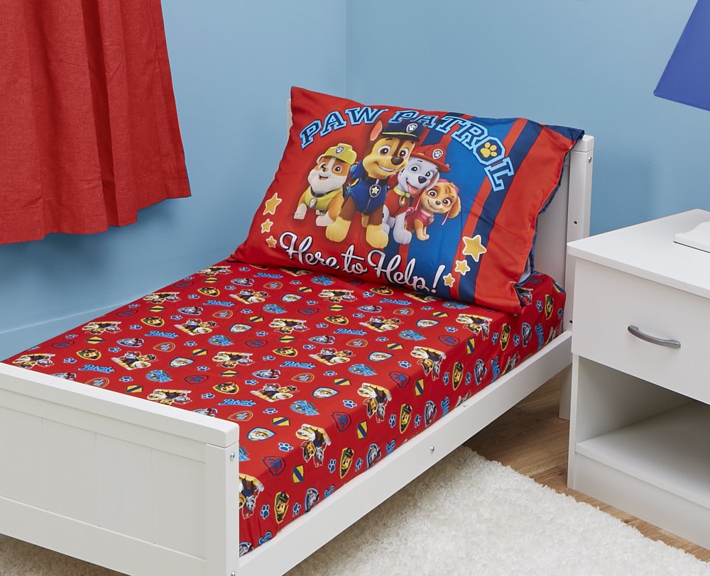 Paw Patrol Toddler Fitted Sheet and Pillow Case Set, Red