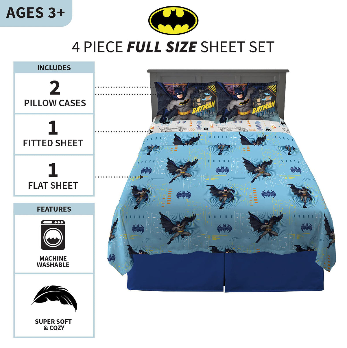 Franco Kids Bedding Batman Full Size Sheet Set