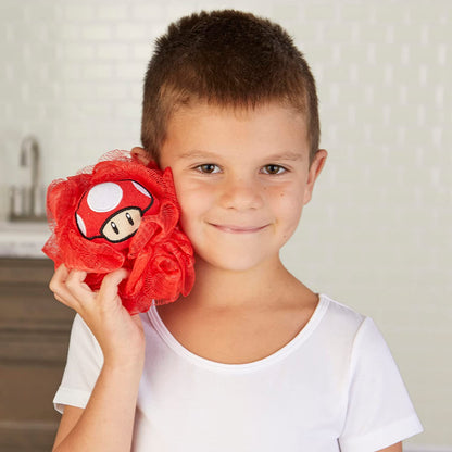 Franco Super Mario Kids Bath/Pool/Beach Soft Cotton Terry Hooded Towel Wrap and loofah Set, 24 in x 50 in