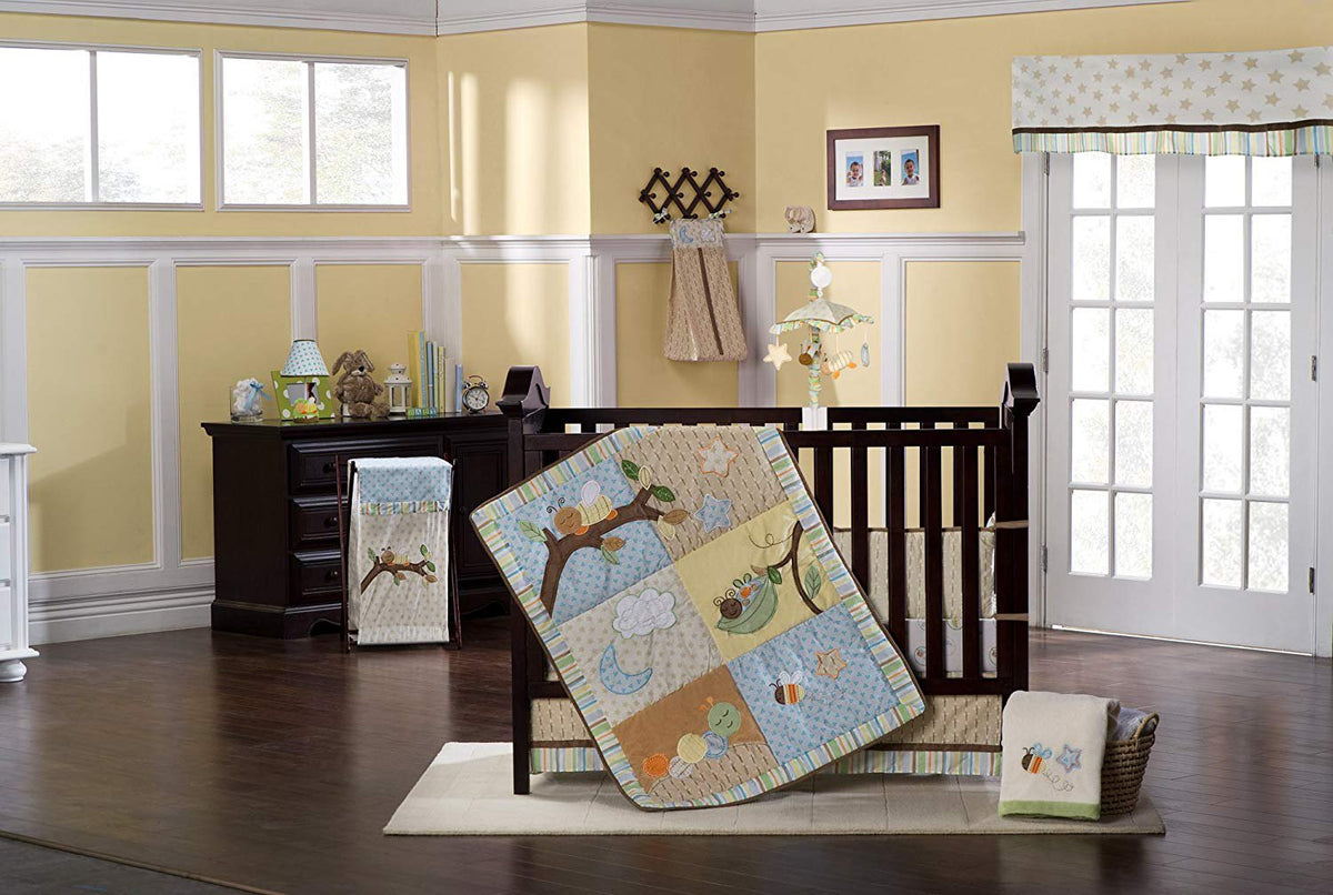 Kids Line 4-Piece Crib Bedding Set, Night Night Bugs