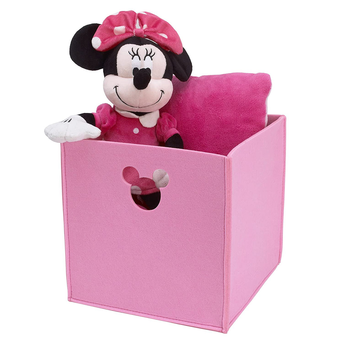 Disney Felt Die Cut Minnie Mouse Storage Bin, Pink - 10" x 10"