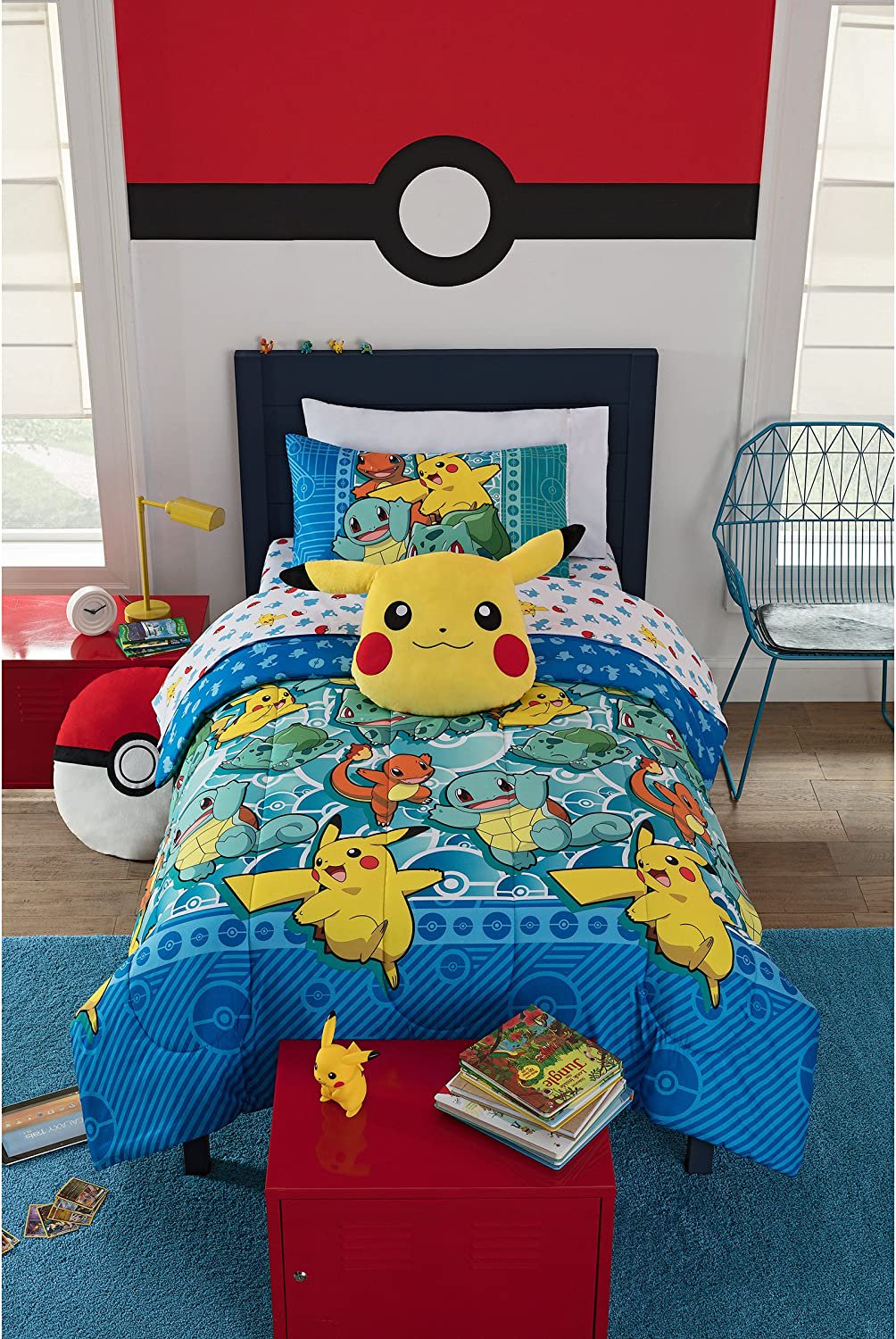 Pokémon, "First Starters" Twin Bed in a Bag Set, 64" x 86", Multi Color