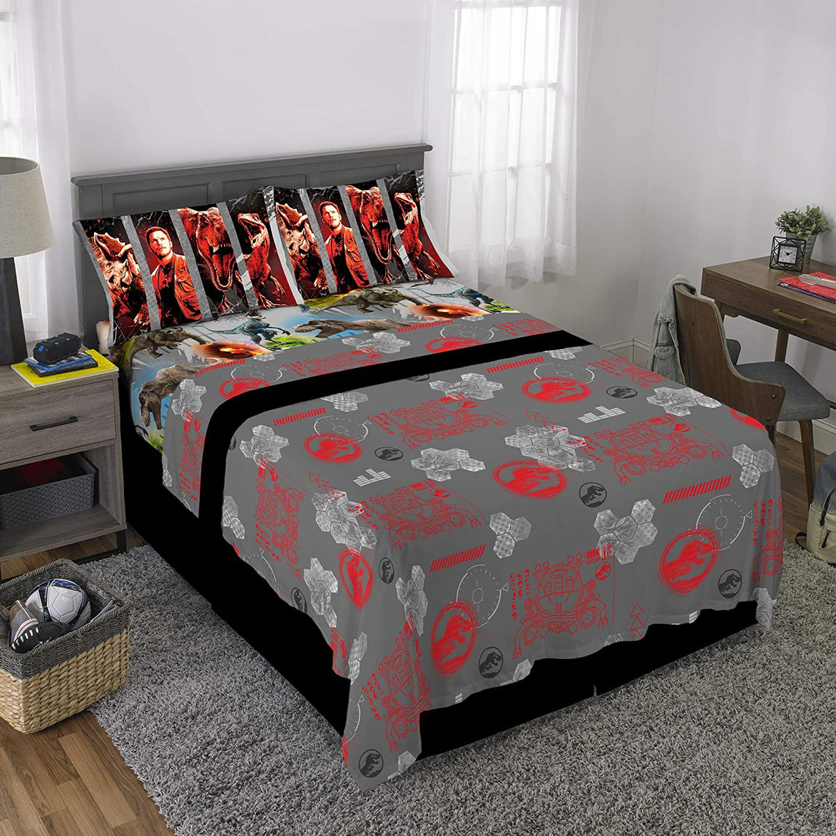 Franco Kids Bedding Super Soft Sheet Set, 4 Piece Full Size, Jurassic World