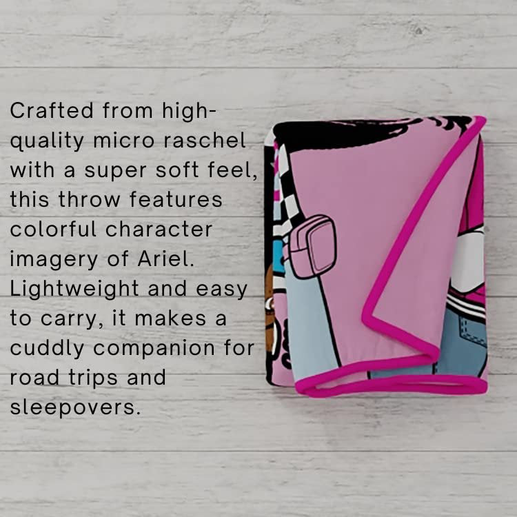 Franco Kids Barbie Super Soft Micro Raschel Throw, 46 in x 60 in