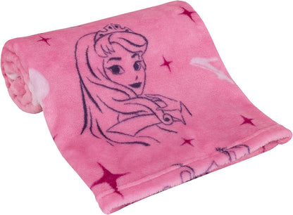 Disney Princess Pink & Purple Aurora, Snow White, & Cinderella Super Soft Baby Blanket, Pink, Purple