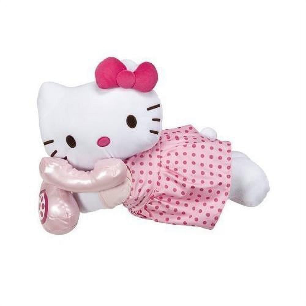 Hello Kitty Cuddle Bed Pillow in Pink Dress Talking on Phone