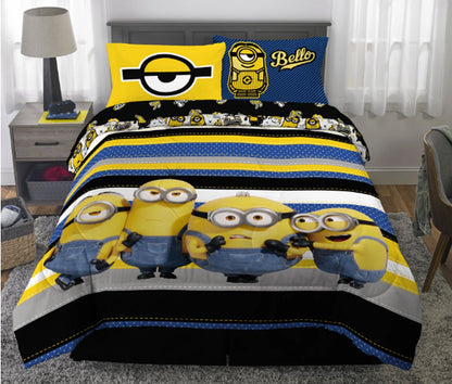 Minions The Rise Of Gru Kids Bedding Super Soft 5 Piece Full Size Comforter & Sheet Set