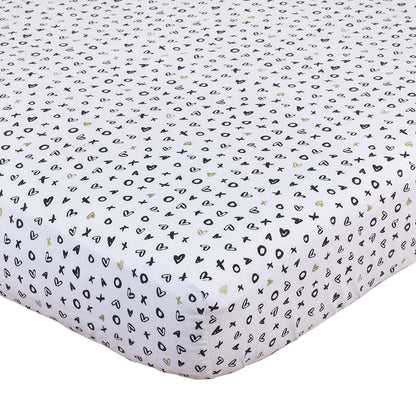 NoJo NoJo - XOXO - Crib Sheet, Black, White, Gold