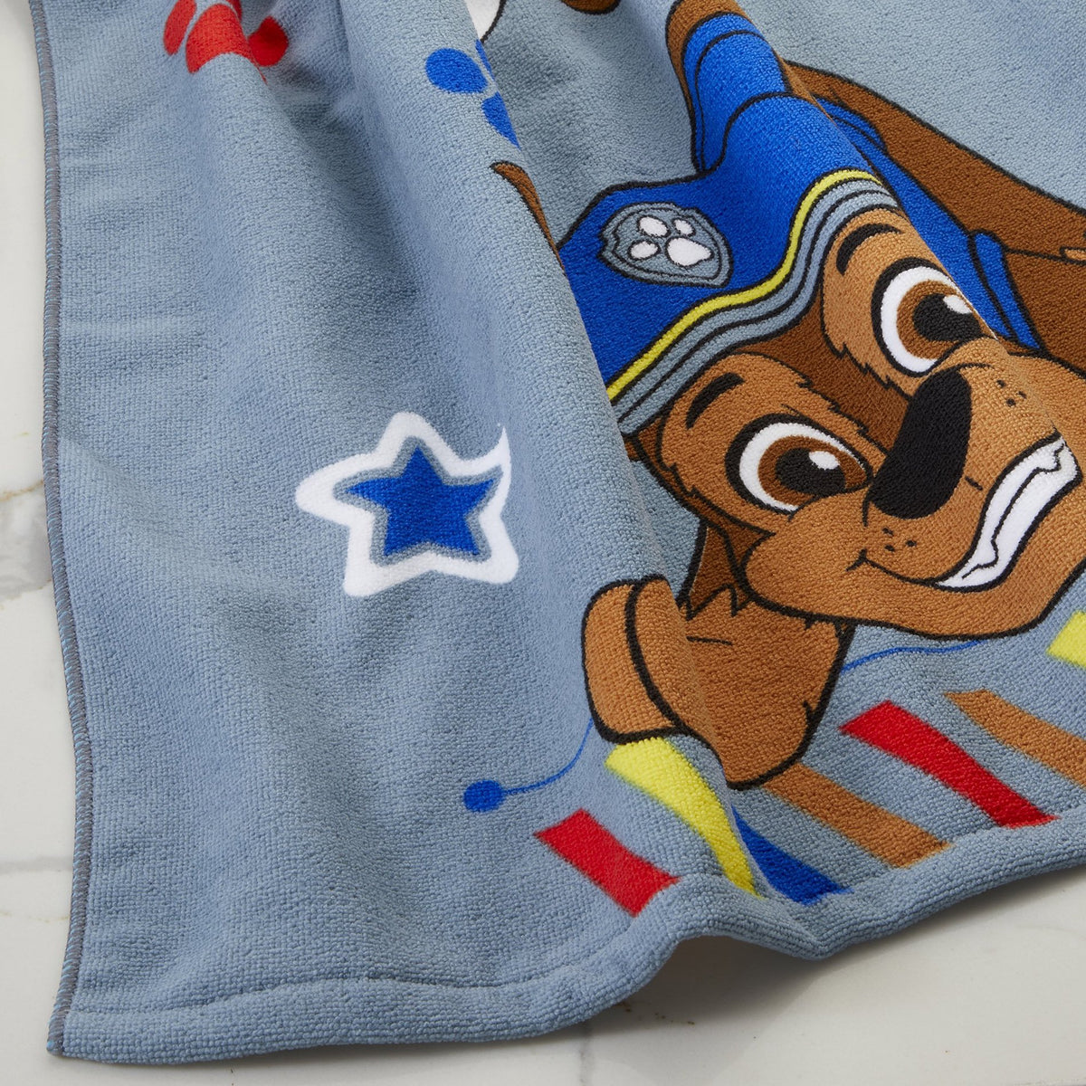 PAW Patrol Kids Chase Towel and Character Scrubby Set, Gray, Nickelodeon