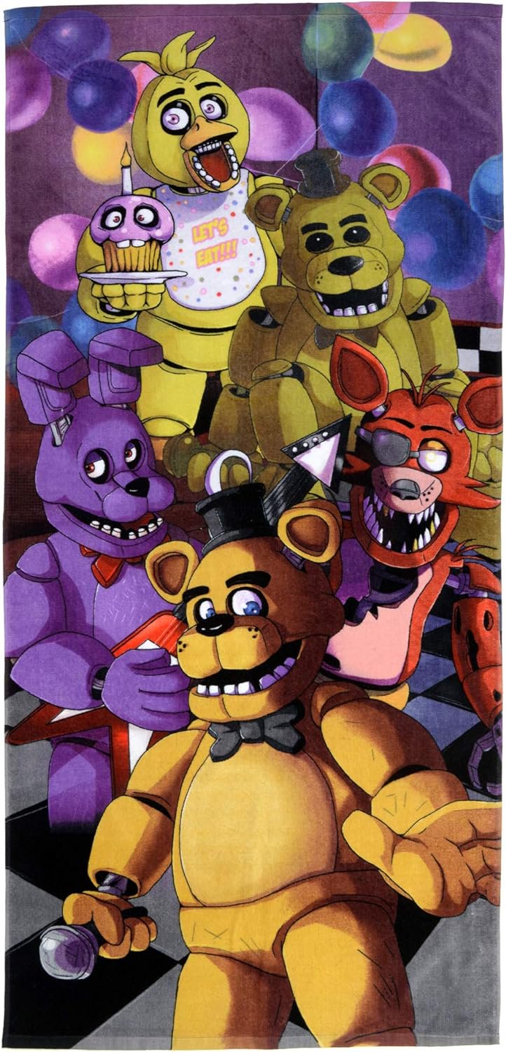 Franco Kids Cotton Beach Towel, 58 in x 28 in, Five Nights at Freddy's