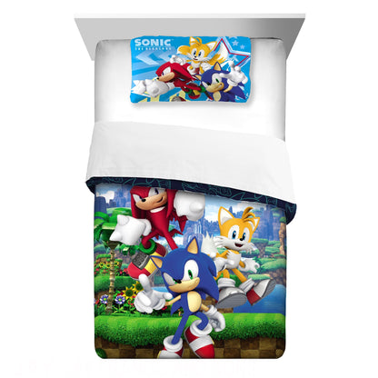 Sonic the Hedgehog 2 Piece Reversible Twin/full Comforter & Pillowcase set
