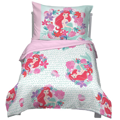 Disney The Little Mermaid 4 Piece Toddler Bedding Set - Ariel Sea Garden