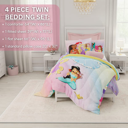 Disney Princess Ariel Twin Comforter & Sheets, 4 Piece Set