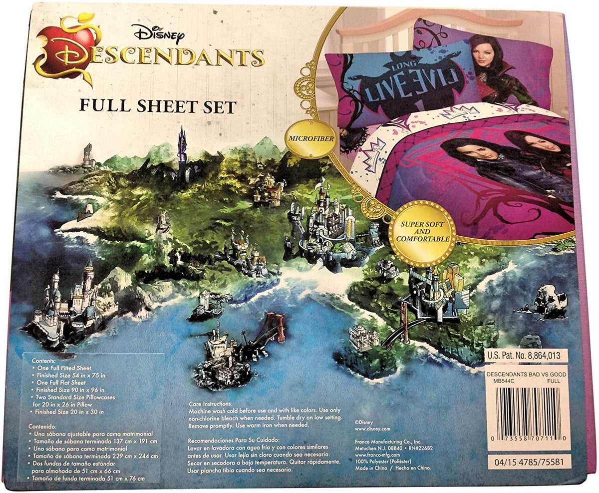 Disney Descendants Bad Vs Good 5 Piece Complete Bedding Set with Twin/full Size Reversible Comforter, Full Size Sheets and Pillowcases