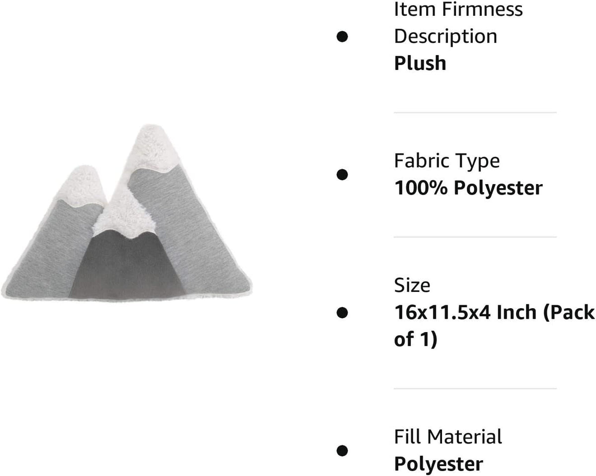 Little Love by NoJo – Mountain Shaped Decorative Pillow, Embroidery, Decorative Nursery Pillow, Playroom Décor, Cute Throw Pillows, Black on White