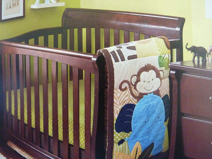 Tiddliwinks Safari Friends 3pc Baby Crib Bedding Set - Green/Brown