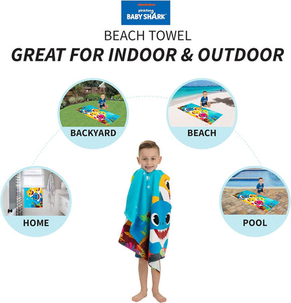 Franco Kids Baby Shark Cotton Bath/Pool/Beach Towel, 58 in x 28 in