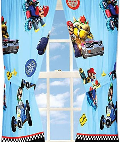 Franco Kids Super Mario Room Window Curtains Drapes Set, 82" x 63" with Tie-Backs