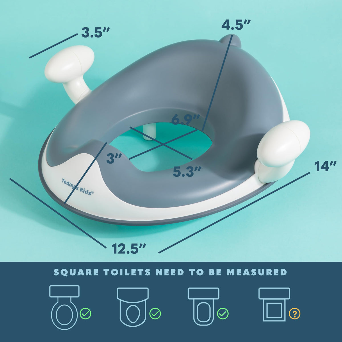 Todays Kids Anti-Slip Baby Training Toilet Seat for Toddlers - Comfortable & Soft Cushion, Secure Grip Handles - Splash Guard Design Potty Toddler Toilet Seat Attachment, Easy Storage Loop - Blue