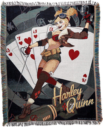 DC Bombshells: Harley Quinn Woven Tapestry Blanket, 48" x 60"