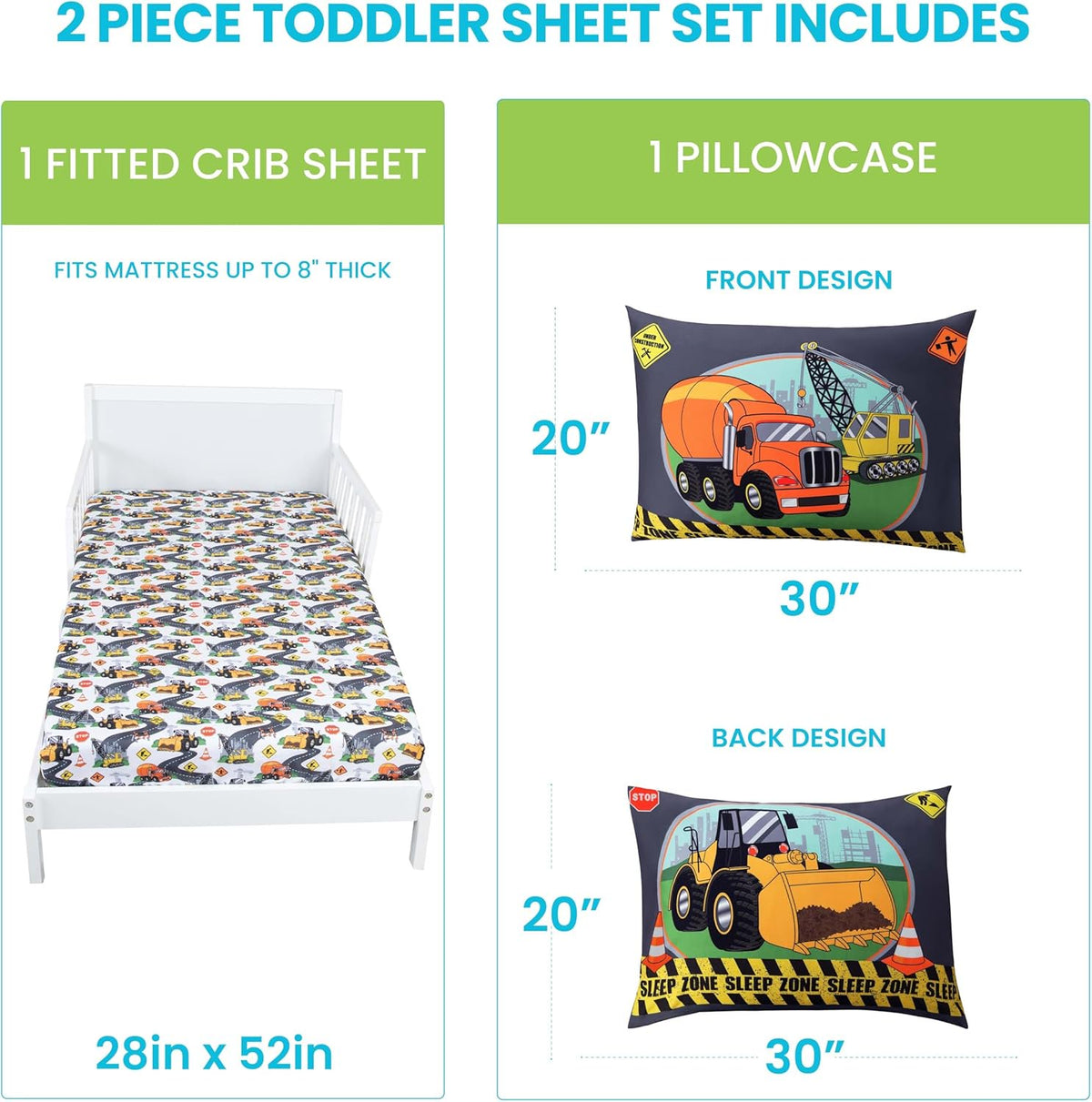 Todays Kids 2-Piece Unicorn Bedding Toddler Sheet Set - Breathable 100% Soft Brushed Microfiber Polyester, Standard Size Crib Sheet Set - Gentle on Delicate Skin - Fitted Toddler Sheets & Pillowcase
